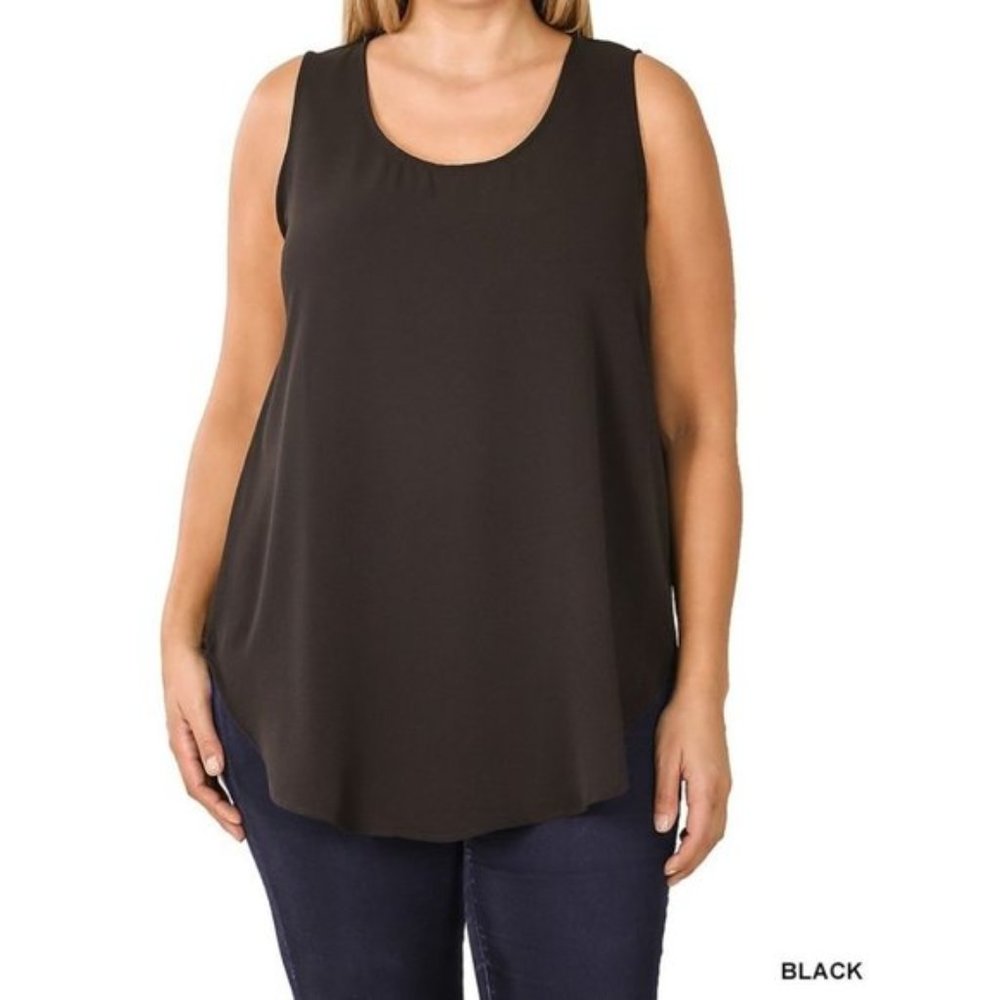 Zenana Outfitters black crepe tank top plus sizes